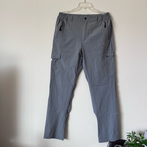 Clothin Hiking Golf Pants Men  Khaki Lightwgt. Elastic Waist Stretch - Picture 1 of 7